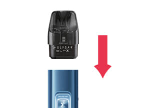 ELFBAR ELFX V2.0 Pod wird magnetisch in das ELFX Gerät eingesetzt 