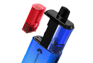Hayati pro ultra plus device with pod being inserted on a white background