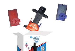 Hayati pro ultra plus pods with packaging on a white background.