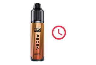Feoba kit with clock implying to wait before vaping, on a white background. 