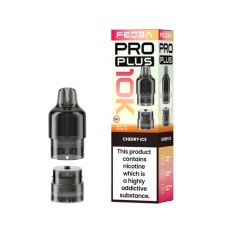 Feoba Pro Plus 10k Pod - Cherry Ice next to box on a white background