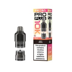 Feoba Pro Plus 10k Pod - Juicy Peach next to box on a white background