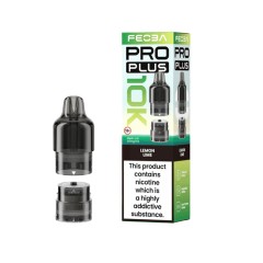 Feoba Pro Plus 10k Pod - Lemon Lime next to box on a white background