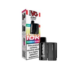 IVG Pro 12 Rainbow Burst
refill next to box on a white background