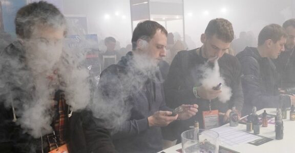 Visitors at a vaping expo