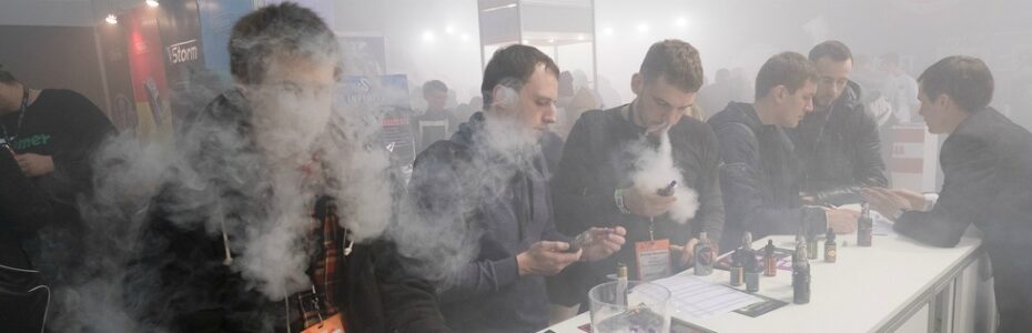 Visitors at a vaping expo