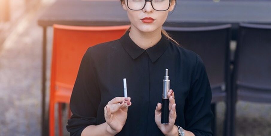 Woman with an e-cig