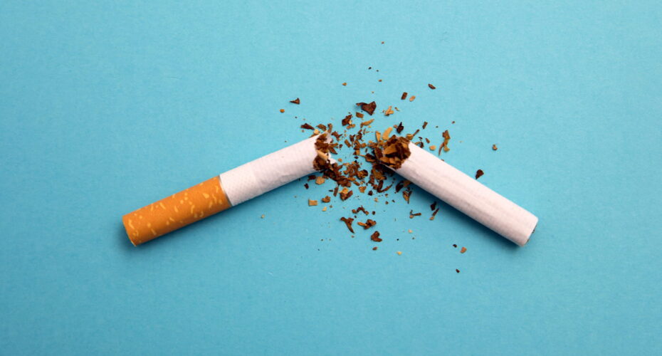 Cigarette broken in half
