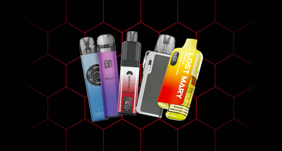 collection of the best vape kits of 2026, on a black background