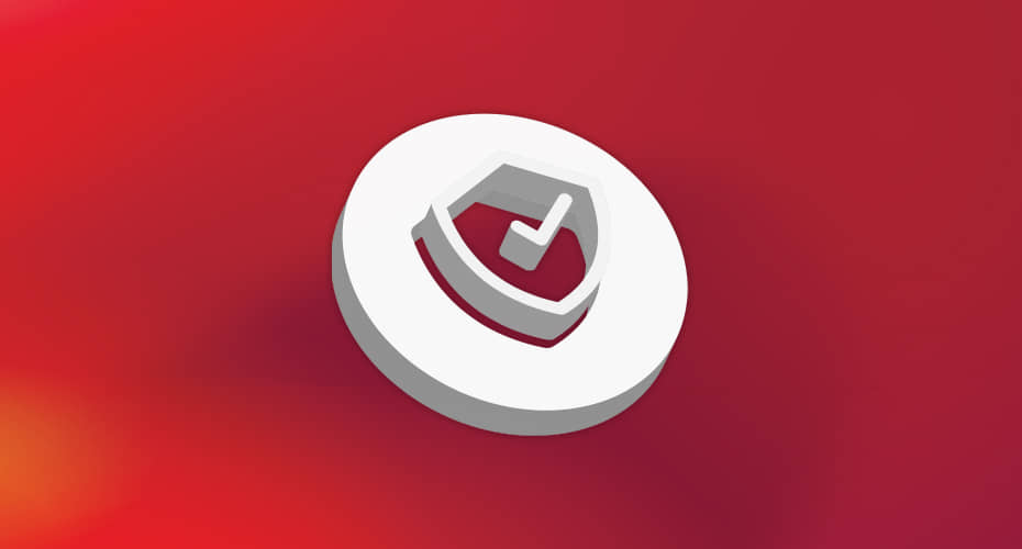 A 3D white icon on a red background, featuring a shield with a checkmark in the center to symbolize safety and protection.