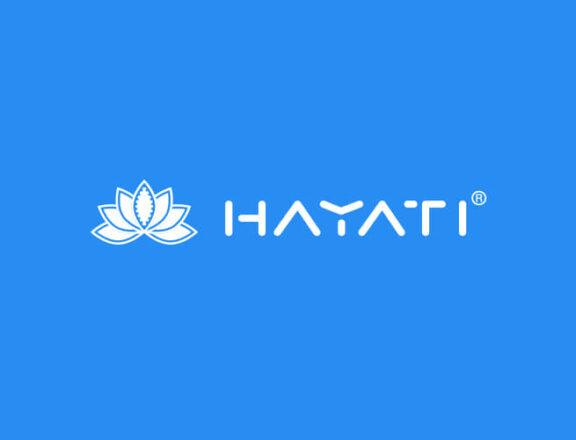 hayati logo sat on a blue background