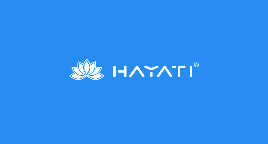 hayati logo sat on a blue background
