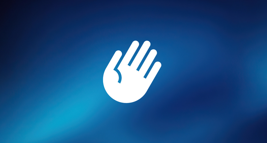 hand graphic on blue gradient background