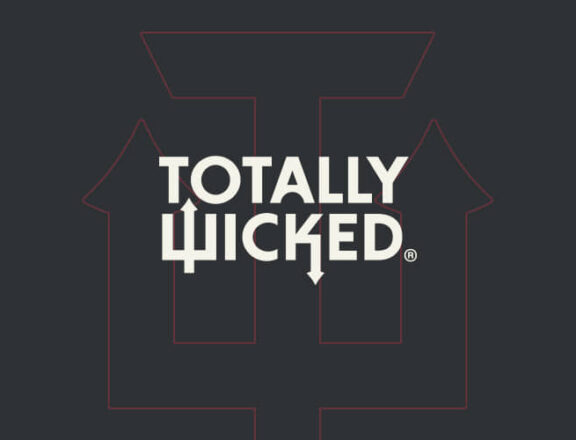 totally wicked new logo on grey background