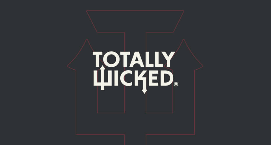 totally wicked new logo on grey background