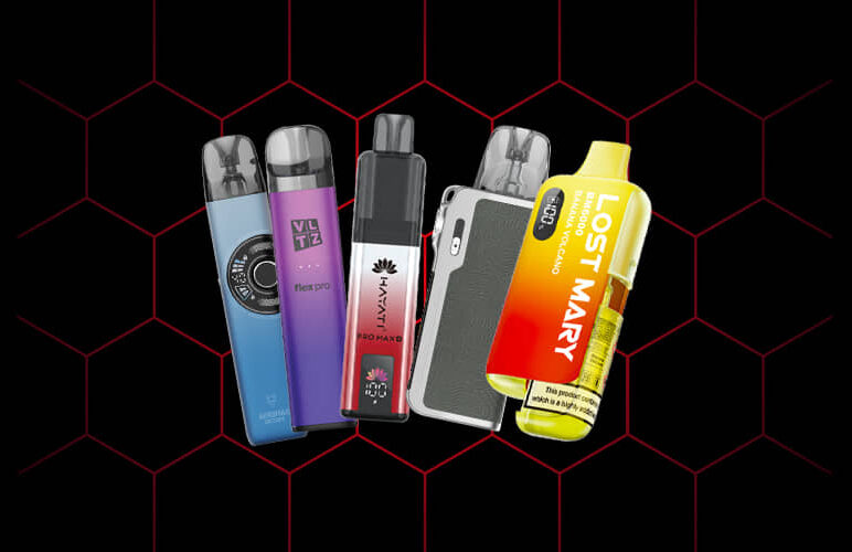 collection of the best vape kits of 2026, on a black background
