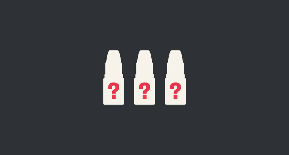 E liquid bottle outlines with question marks on a black background.